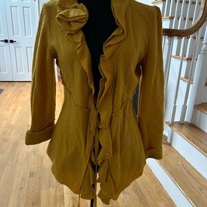 ECI Women's Yellow Ruffle Blazer